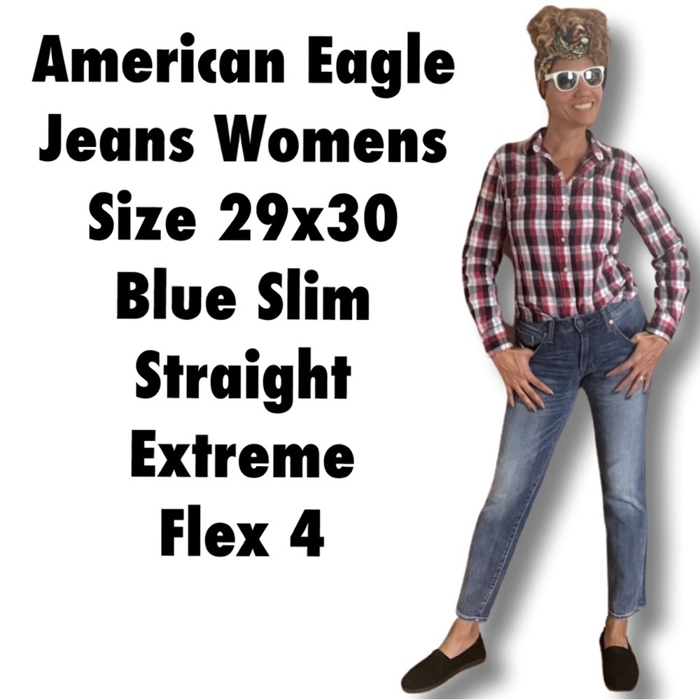 American Eagle Jeans  Size 29x30 Blue Slim Straight Extreme Flex 4